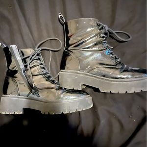 Aldo shiny moto boots size 8.5